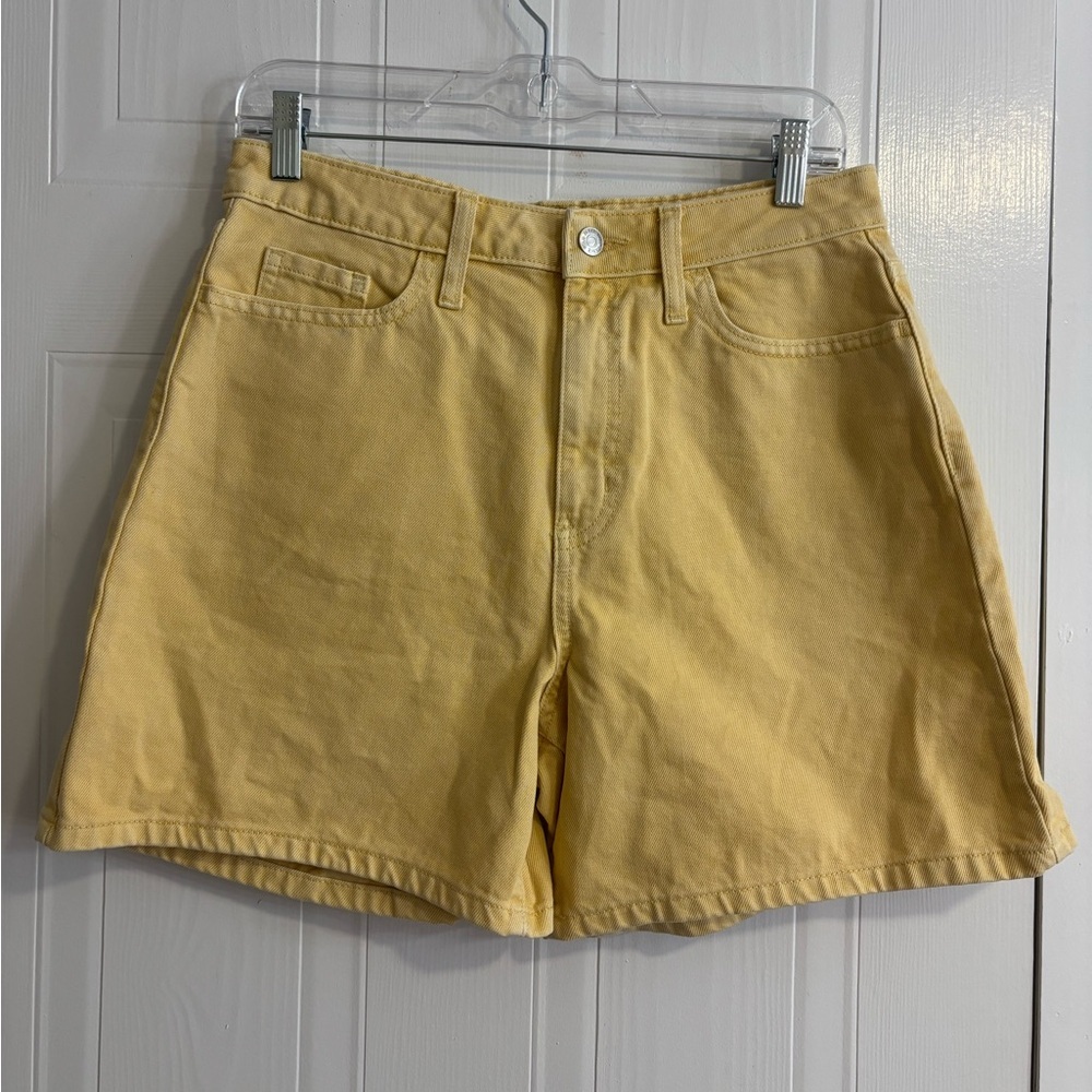 wild fable Yellow High-Rise Cotton Bermuda Shorts